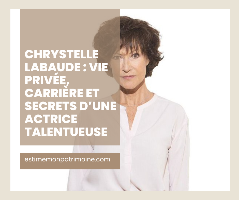 Affiche promotionnelle avec texte sur Chrystelle Labaude, une actrice talentueuse, avec un visage flouté.